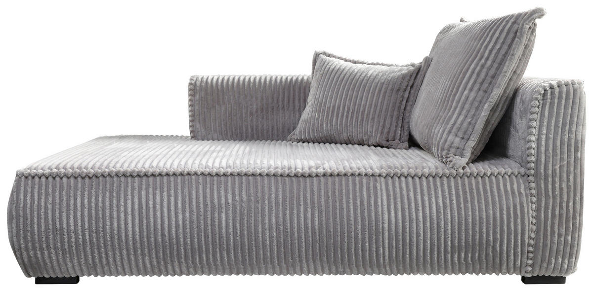 RÉCAMIERE  in Cord Hellgrau  - Hellgrau/Schwarz, Design, Holz/Textil (207/75/121cm) - MID.YOU