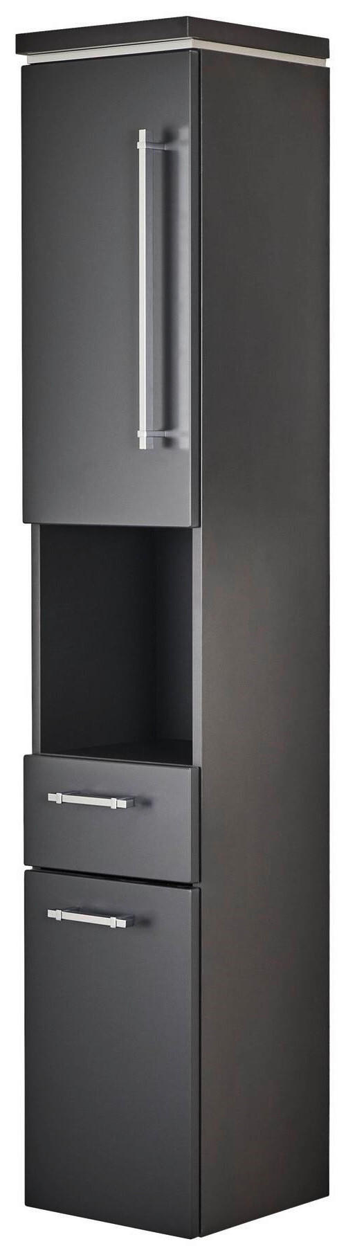 HOCHSCHRANK 30/164/30 cm  - Chromfarben/Grau, KONVENTIONELL, Glas/Holzwerkstoff (30/164/30cm) - Novel