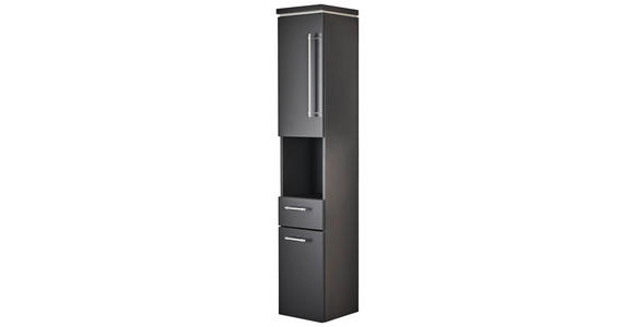 HOCHSCHRANK 30/164/30 cm  - Chromfarben/Grau, KONVENTIONELL, Glas/Holzwerkstoff (30/164/30cm) - Novel