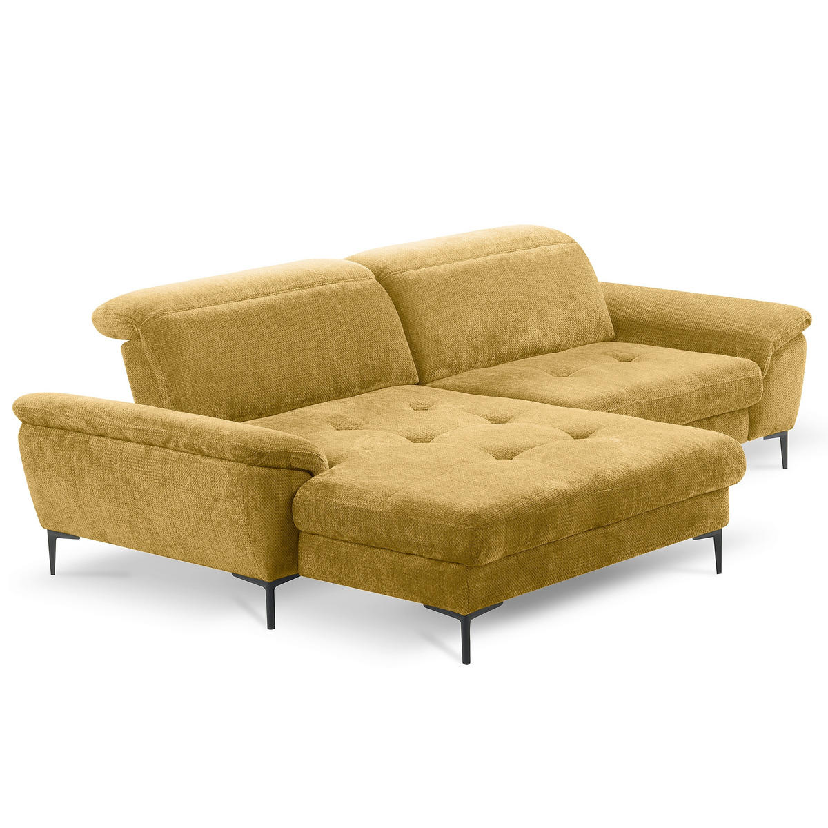 ECKSOFA  Webstoff Senfgelb  - Senfgelb/Schwarz, Design, Textil/Metall (195/268cm) - Livetastic