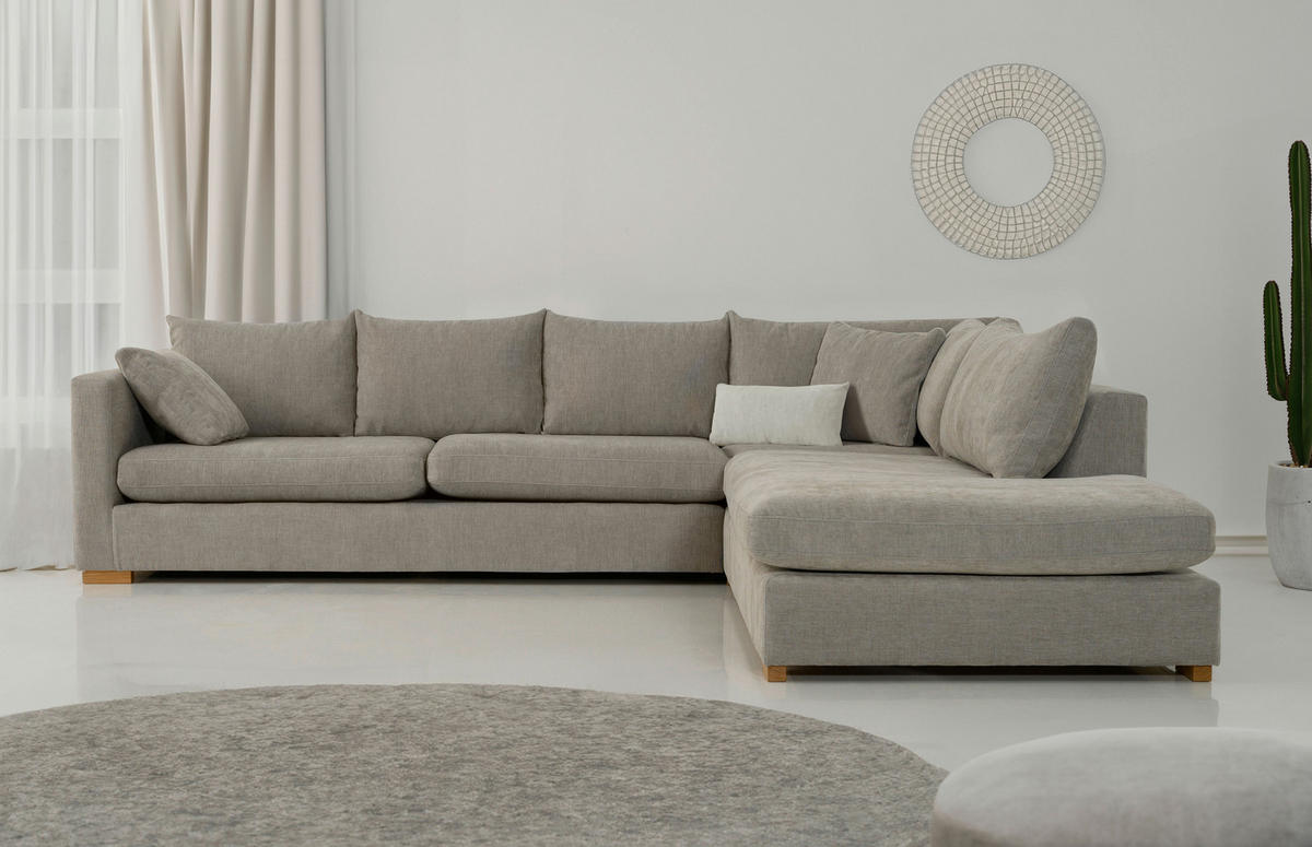 SOFFA i beige  - beige/brun, Klassisk, metall/trä (318/80/272cm) - Hom`in