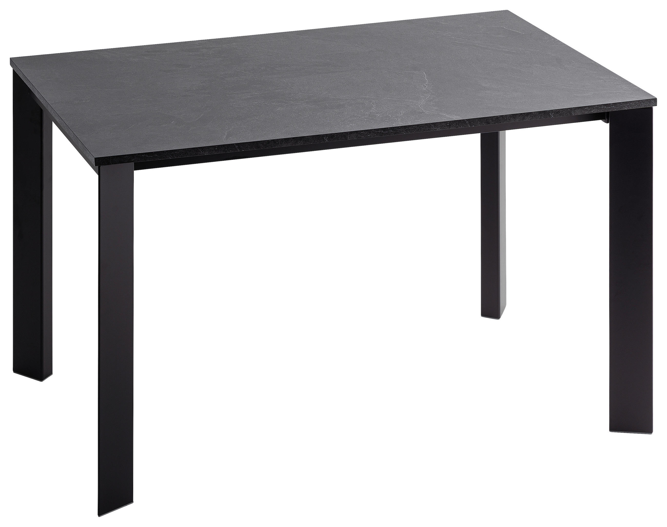 ESSTISCH Schwarz, Schieferfarben rechteckig  ausziehbar, in verschiedenen Größen erhältlich  - Schieferfarben/Schwarz, Design, Holzwerkstoff/Metall (120-180/80/75cm) - home24
