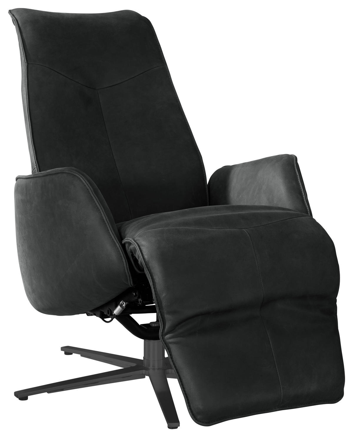 RELAXSESSEL in Leder Dunkelgrau  - Dunkelgrau/Anthrazit, Design, Leder/Metall (71/114/84cm) - Johann Jakob