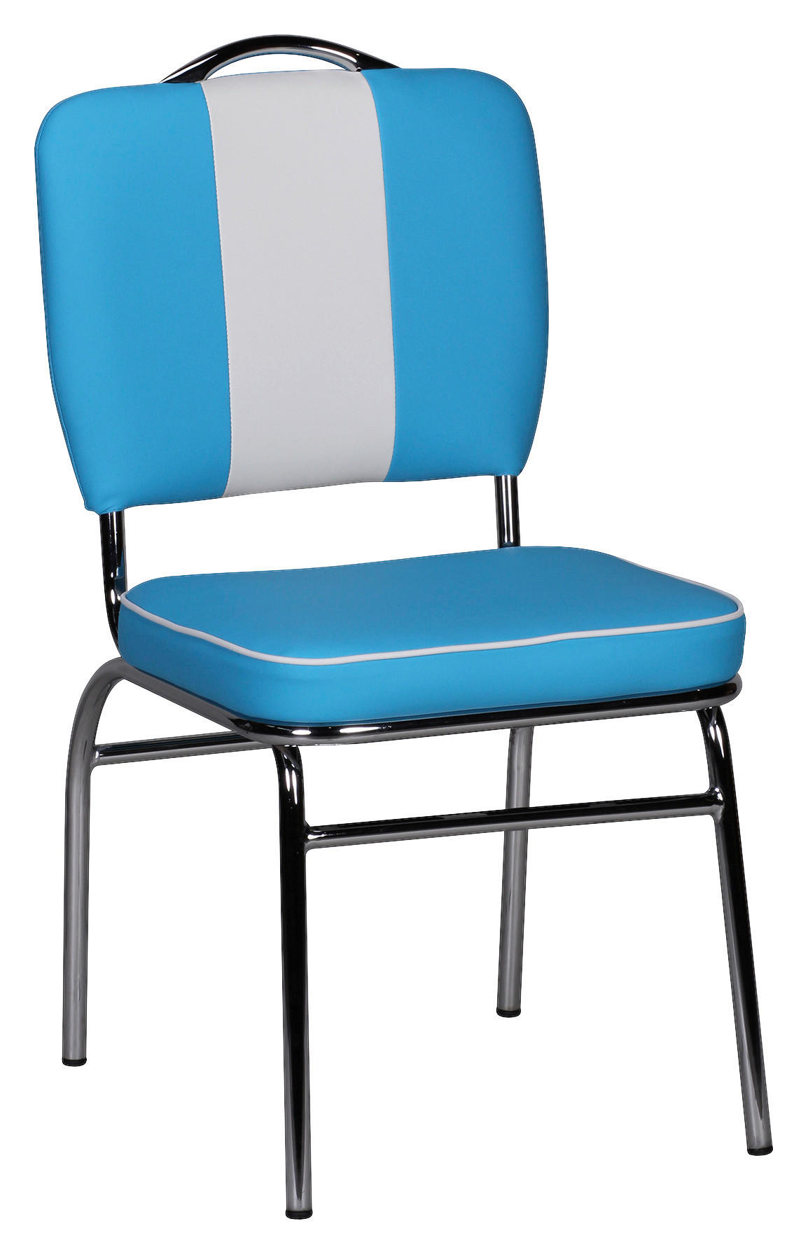 STOLICA  plava, bijela  plastika      - bijela/srebrne boje, Moderno, metal/plastika (47/90/45cm) - MID.YOU