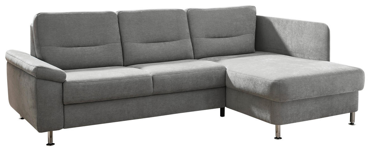 ECKSOFA  in Flachgewebe Grau  244/160 cm  - Alufarben/Grau, KONVENTIONELL, Textil/Metall (244/160cm) - Beldomo Comfort