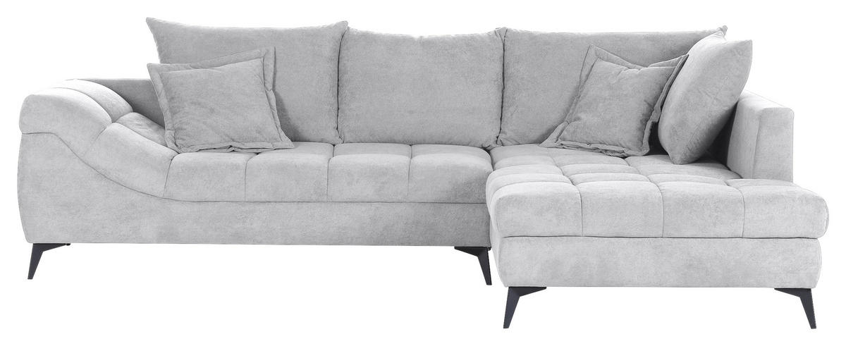 ECKSOFA in Flachgewebe Grauweiss  - Schwarz/Grauweiss, Design, Textil/Metall (307/224cm) - Stylife