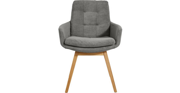 ARMLEHNSTUHL  Stoffauswahl, Typenauswahl, Gestellauswahl Cord  - Eichefarben/Grau, Design, Holz/Textil (63/90/69cm) - Johann Jakob