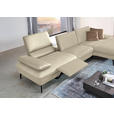 ECKSOFA in Echtleder Naturfarben  - Schwarz/Naturfarben, Design, Leder/Metall (325/157cm) - Dieter Knoll