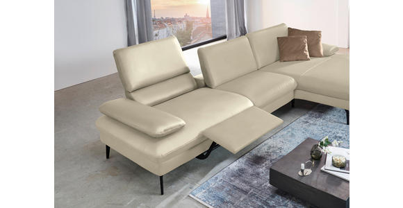 ECKSOFA in Echtleder Naturfarben  - Schwarz/Naturfarben, Design, Leder/Metall (325/157cm) - Dieter Knoll