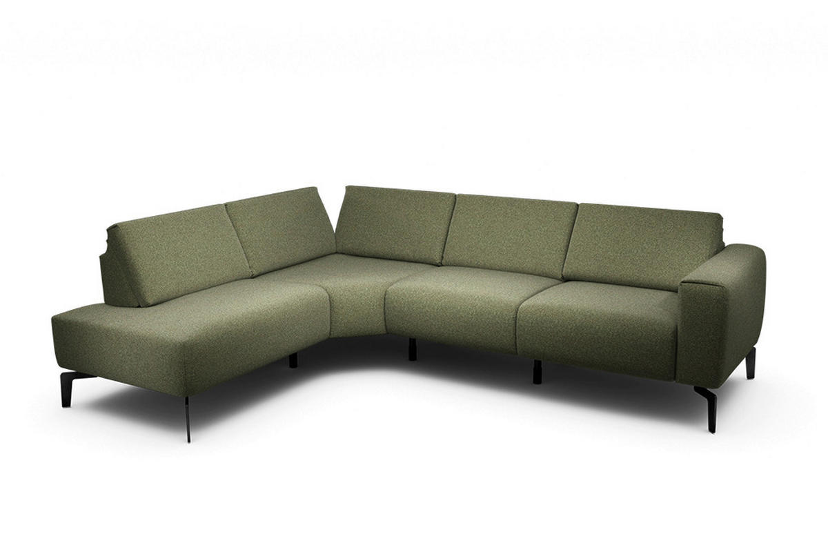 ECKSOFA Cosy Waldgrün Chenille  - Waldgrün/Schwarz, Design, Textil/Metall (193/256cm) - SENSOO