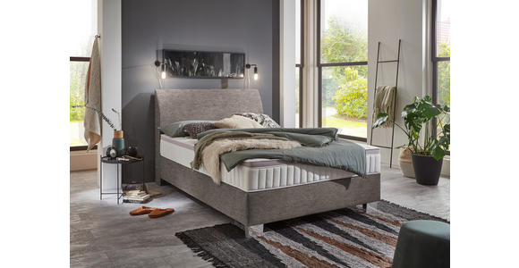 BOXSPRINGBETT 140/200 cm  in Braun  - Chromfarben/Braun, KONVENTIONELL, Kunststoff/Textil (140/200cm) - Hom`in