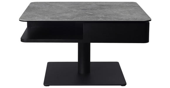 COUCHTISCH in Metall, Glas, Keramik, Holzwerkstoff 75/75/42-57 cm  - Schwarz/Grau, Basics, Glas/Keramik (75/75/42-57cm) - Dieter Knoll