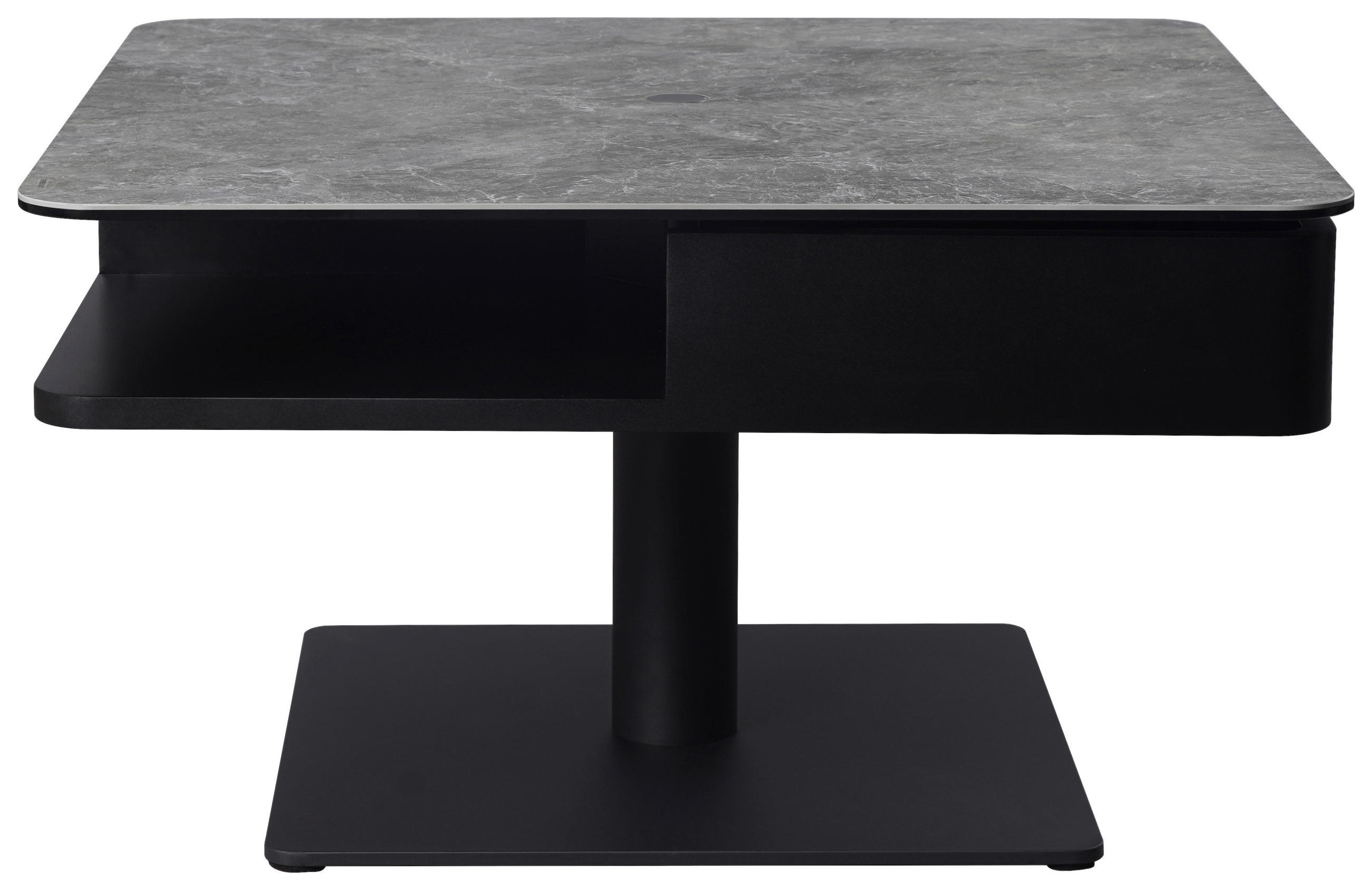 COUCHTISCH ESG 75/75/42-57 cm quadratisch Grau, Schwarz  - Schwarz/Grau, Basics, Glas/Keramik (75/75/42-57cm) - Dieter Knoll