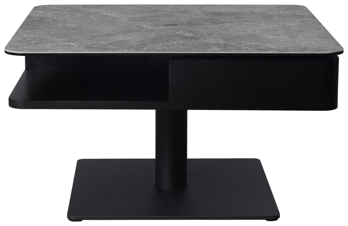 COUCHTISCH ESG 75/75/42-57 cm quadratisch Grau, Schwarz  - Schwarz/Grau, Basics, Glas/Keramik (75/75/42-57cm) - Dieter Knoll