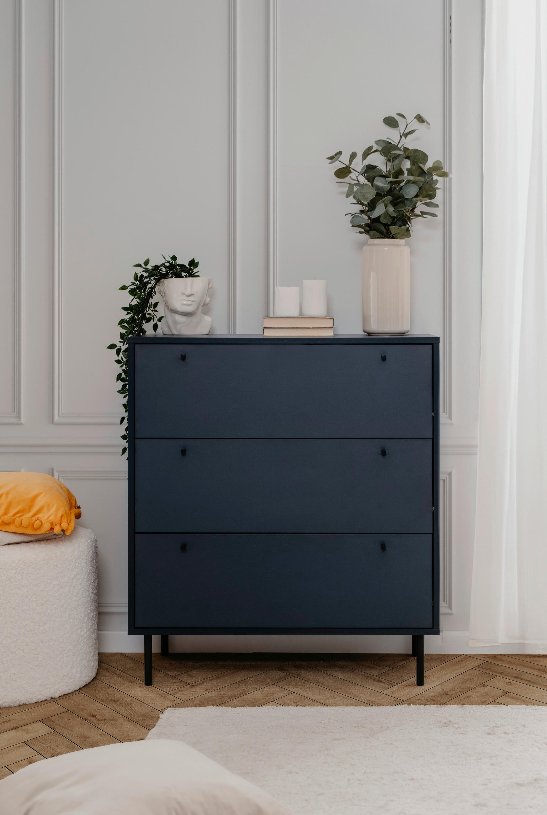 KOMMODE  in 80/90/40 cm  - Schwarz/Dunkelblau, Design, Holzwerkstoff/Metall (80/90/40cm) - MID.YOU