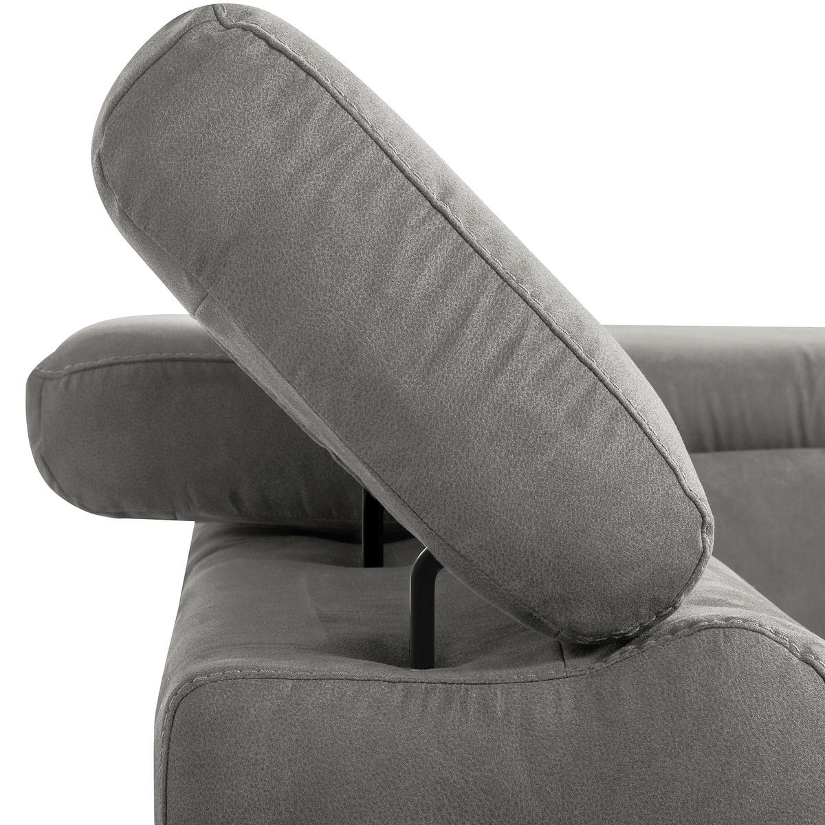 ECKSOFA SONO in Lederlook Anthrazit Armteilverstellung, Kopfteilverstellung  210/265 cm  - Anthrazit/Schwarz, Design, Textil/Metall (210/265cm) - Livetastic