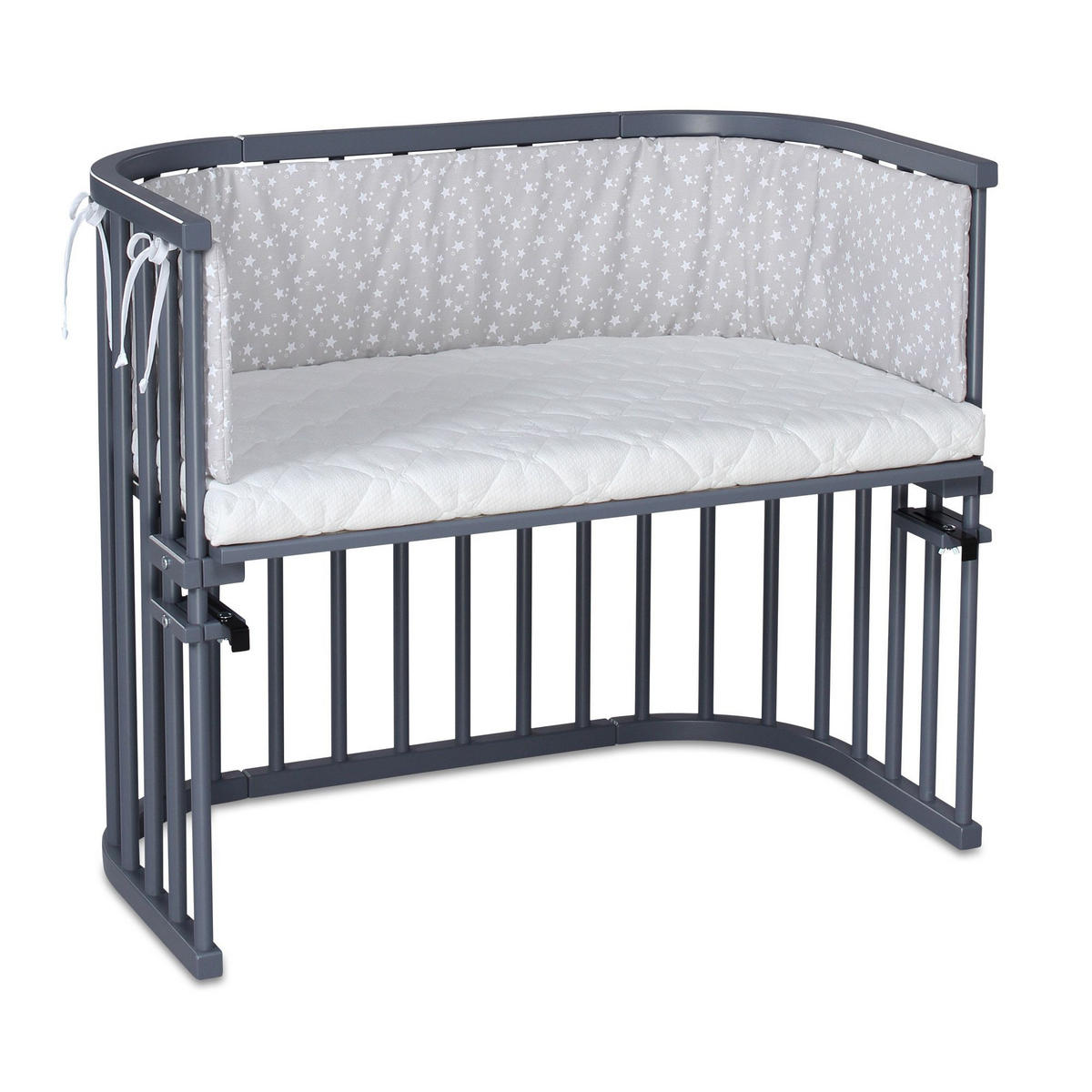 BEISTELLBETT BABYBAY MAXI 94/54/79 cm  - Schieferfarben/Grau, Basics, Holz (94/54/79cm) - Babybay