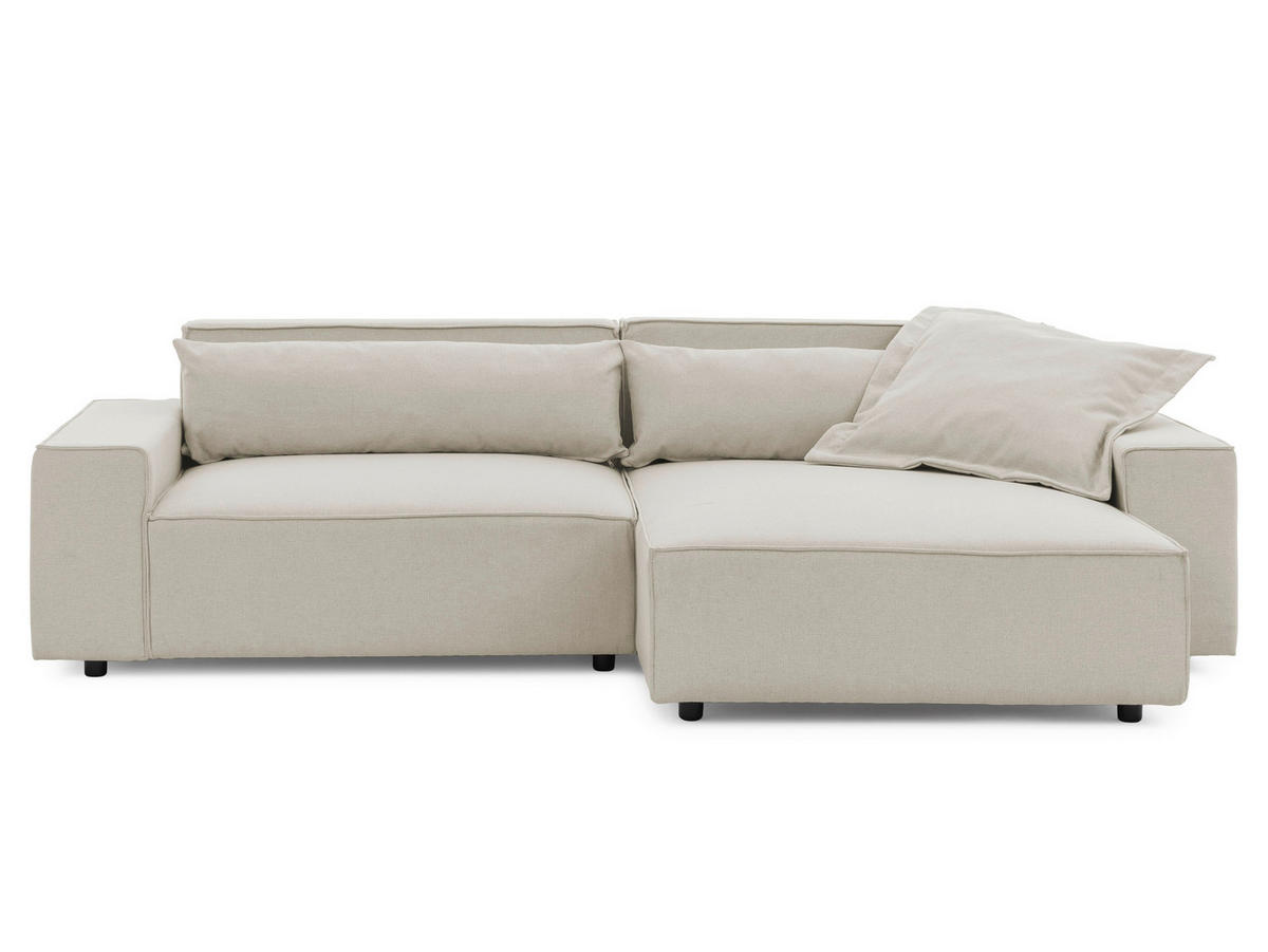 ECKSOFA Curduroy in Webstoff Ecru Rückenkissen  251/142 cm  - Ecru/Schwarz, Design, Kunststoff/Textil (251/142cm) - P & B