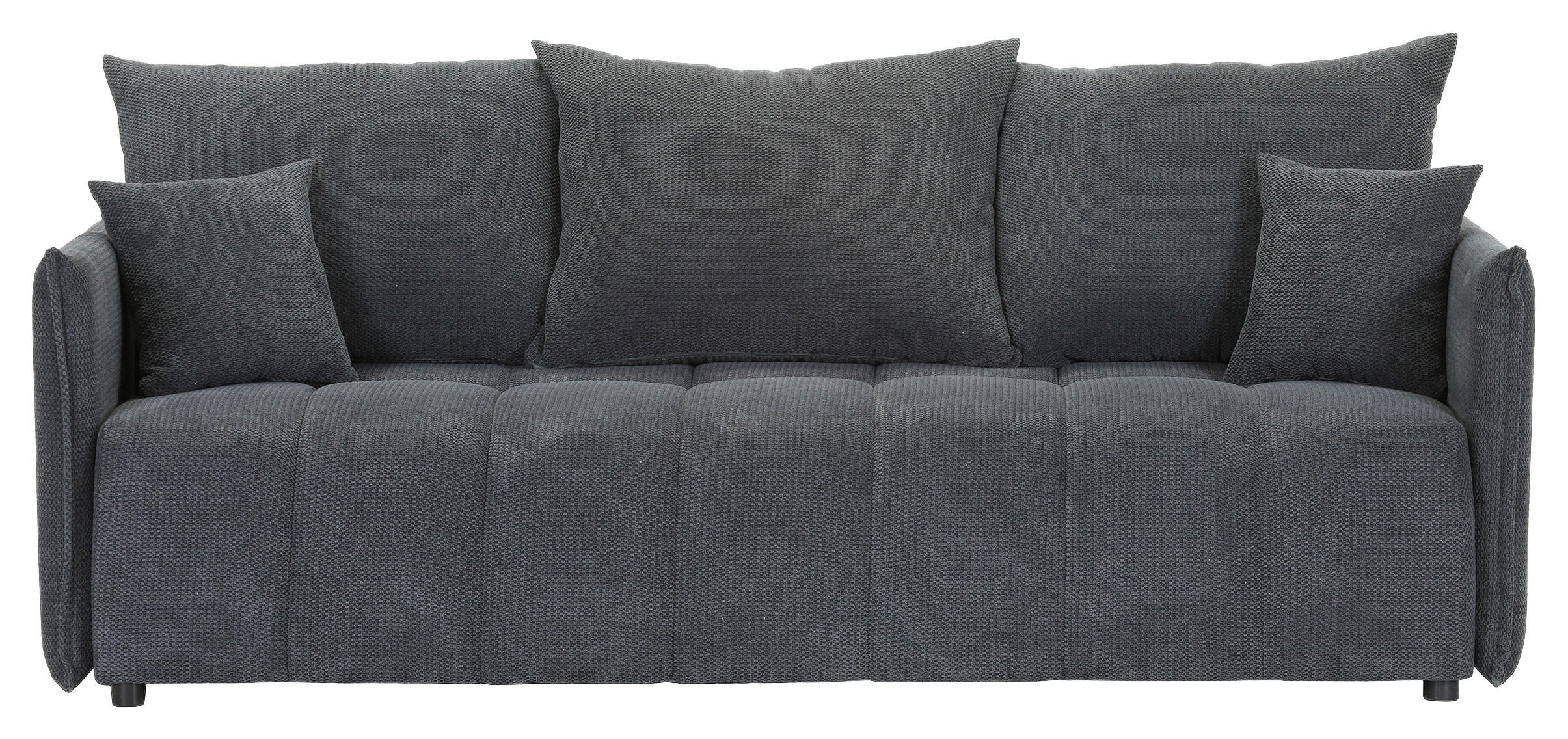 SCHLAFSOFA Plüsch Anthrazit  inkl. Zierkissen, Rückenkissen, Bettkasten, Schlaffunktion, Rücken echt, Liegefläche im Originalstoff  - Anthrazit/Schwarz, KONVENTIONELL, Kunststoff/Textil (200/73/105cm) - Carryhome