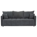 SCHLAFSOFA Plüsch Anthrazit  inkl. Zierkissen, Rückenkissen, Bettkasten, Schlaffunktion, Rücken echt, Liegefläche im Originalstoff  - Anthrazit/Schwarz, KONVENTIONELL, Kunststoff/Textil (200/73/105cm) - Carryhome