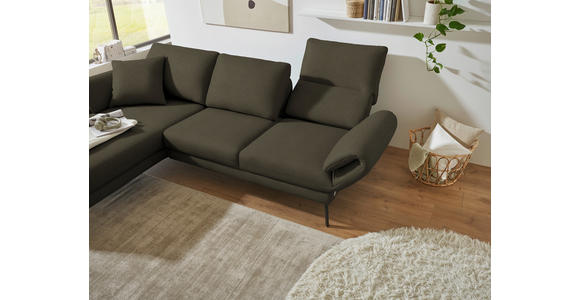 ECKSOFA  in Flachgewebe Dunkelgrün  175-224/255-365 cm  - Dunkelgrün/Schwarz, Design, Textil/Metall (175-224/255-365cm) - Dieter Knoll