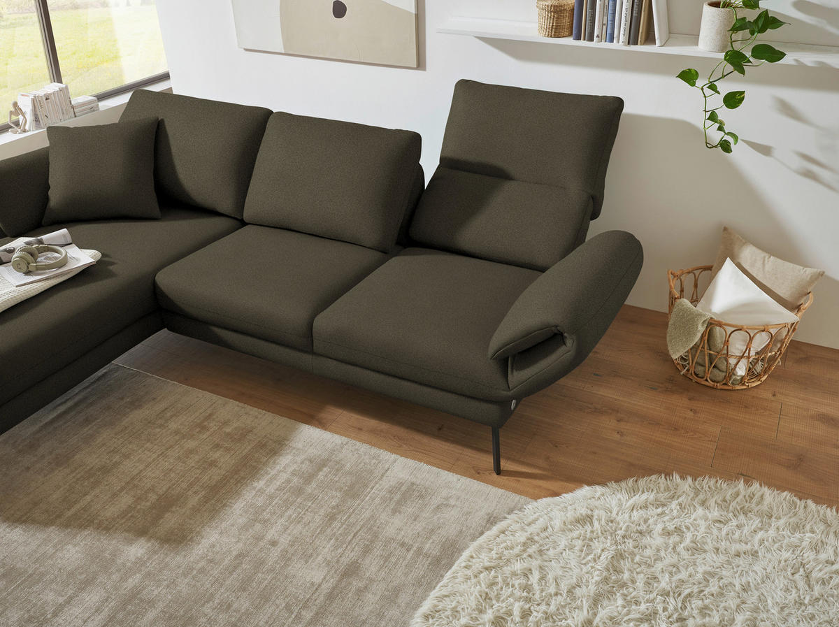 ECKSOFA  in Flachgewebe Dunkelgrün  175-224/255-365 cm  - Dunkelgrün/Schwarz, Design, Textil/Metall (175-224/255-365cm) - Dieter Knoll