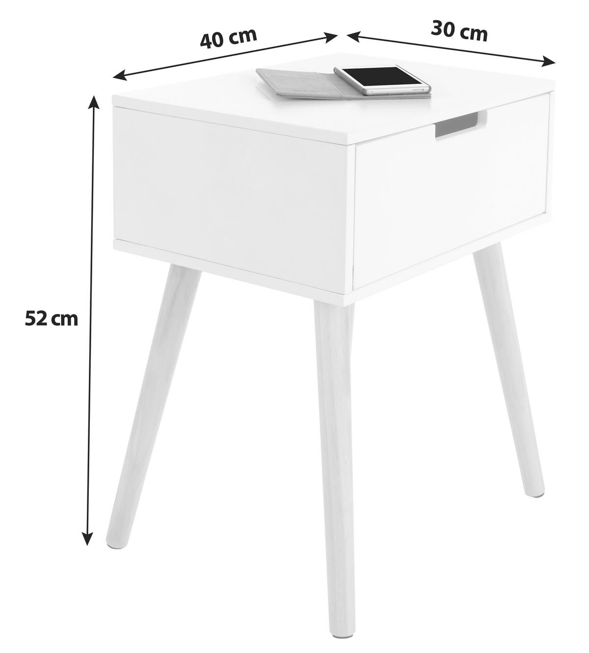 NOPTIERĂ in masiv pin culoare natur, alb  - alb/culoare natur, Modern, lemn/material pe bază de lemn (40/52/30cm) - Livetastic
