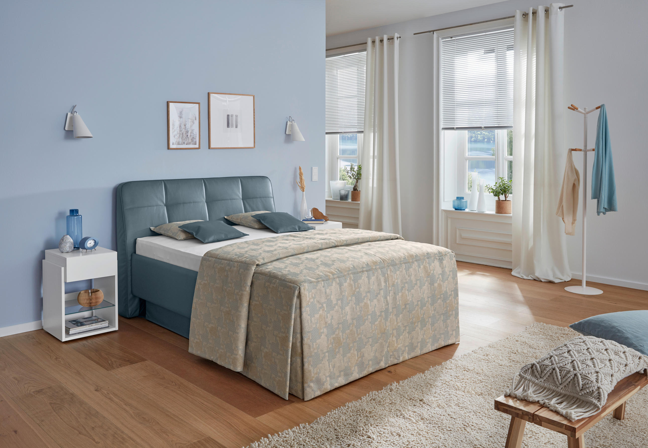POLSTERBETT 120/200 cm  in Hellblau  - Hellblau, Basics, Holzwerkstoff/Textil (120/200cm) - RUF Betten