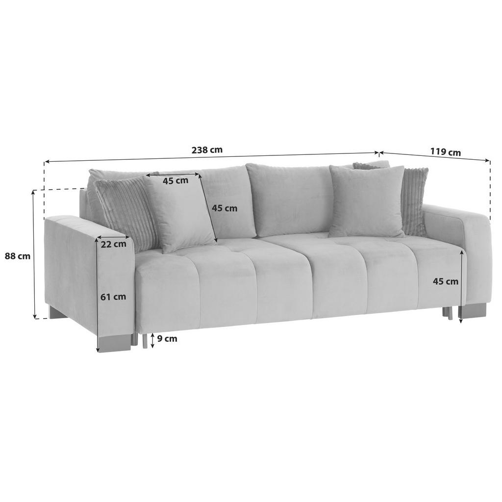 Thumbnail - Mid.you Schlafsofa, Dunkelgrau, Textil, Birke, Buche, Hartholz, 2-Sitzer, Füllung: Faserbällchen, Polyurethan (PUR),Fase...