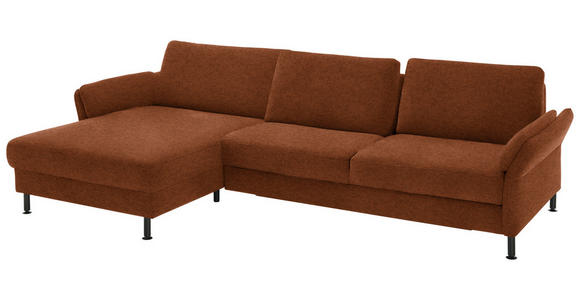 ECKSOFA  in Chenille, Flachgewebe Rostfarben  175/316 cm  - Rostfarben/Schwarz, Design, Textil/Metall (175/316cm) - Dieter Knoll