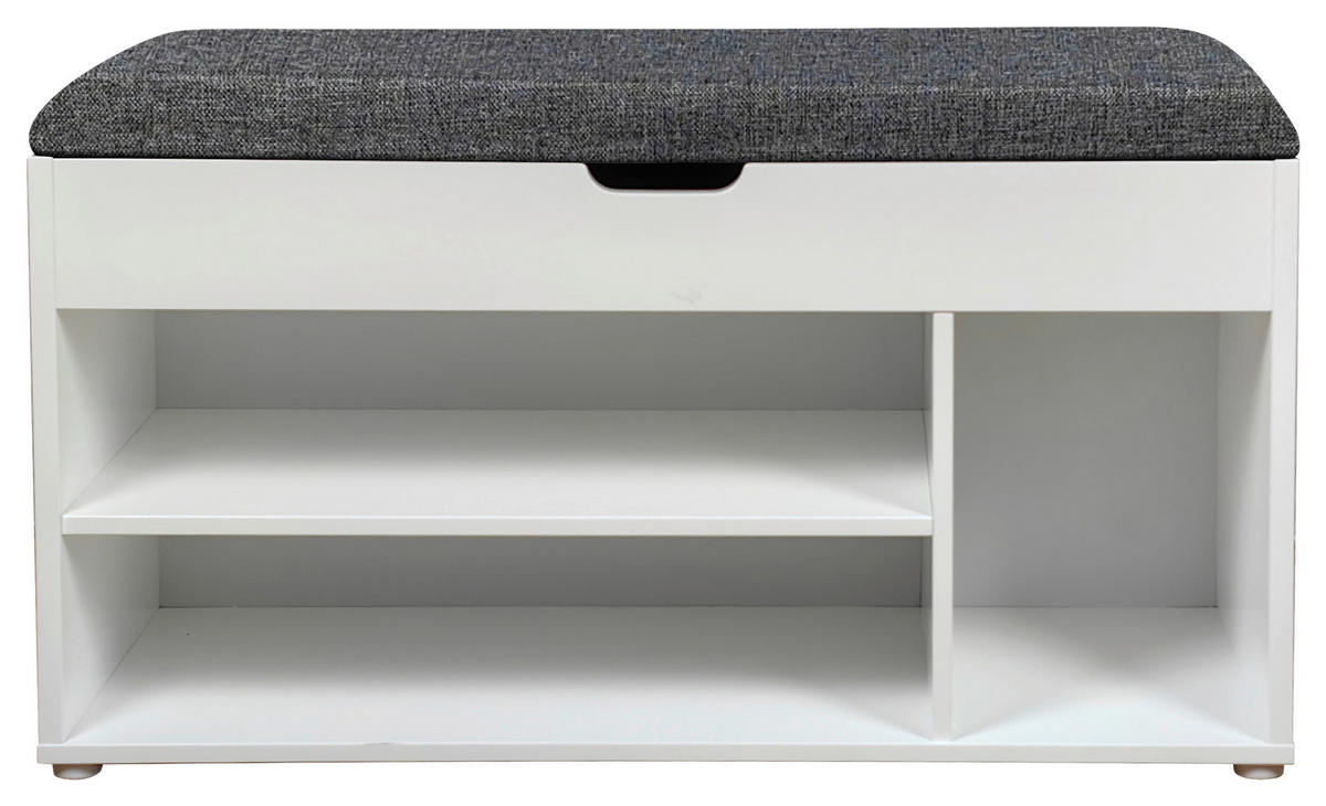 ŠATNÍ LAVICE - bílá/šedá, Basics, kompozitní dřevo/textil (80/44/30cm) - Carryhome