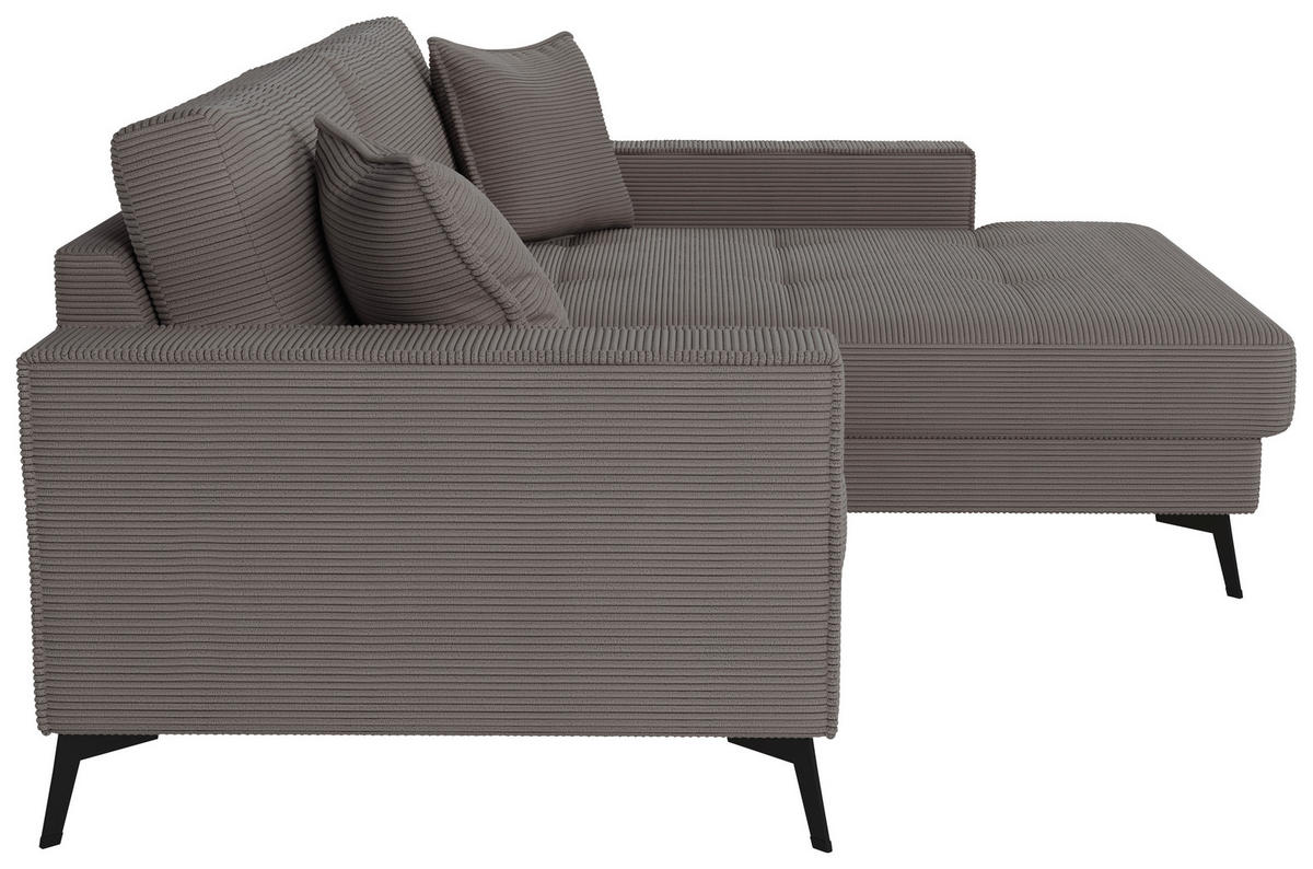 ECKSOFA TED Grau Cord Zierkissen  - Schwarz/Grau, Trend, Textil/Metall (228/174cm) - P & B