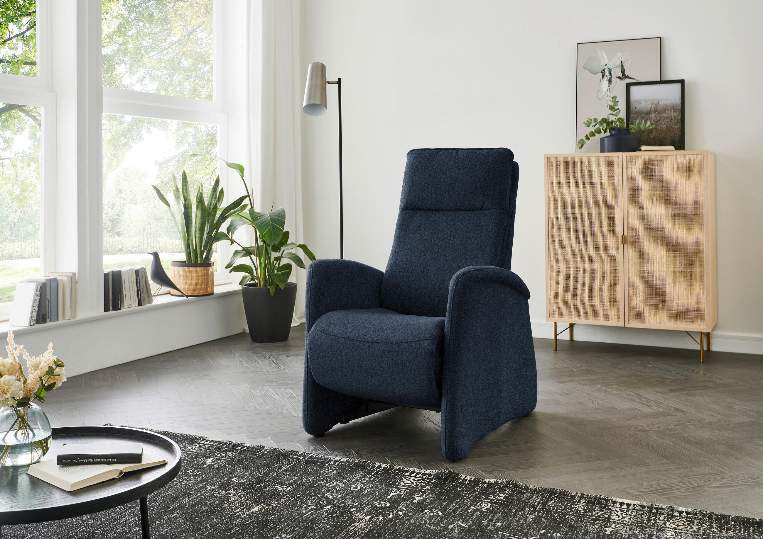 FERNSEHSESSEL in Chenille Blau  - Blau, KONVENTIONELL, Textil (79/114/87-176cm) - Valdera