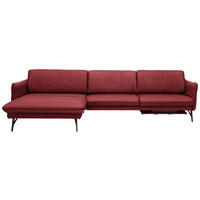 ECKSOFA in Echtleder Weinrot  - Anthrazit/Weinrot, Design, Leder/Metall (174/330cm) - Himolla