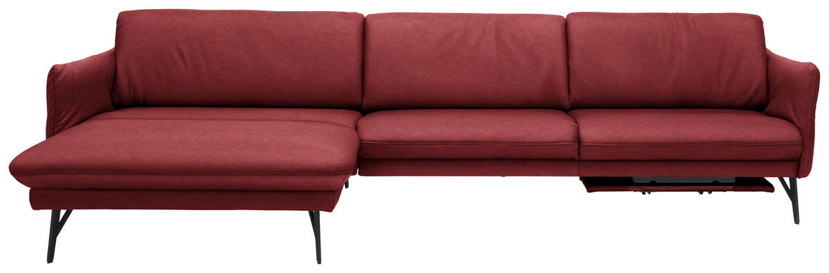 ECKSOFA in Echtleder Weinrot  - Anthrazit/Weinrot, Design, Leder/Metall (174/330cm) - Himolla