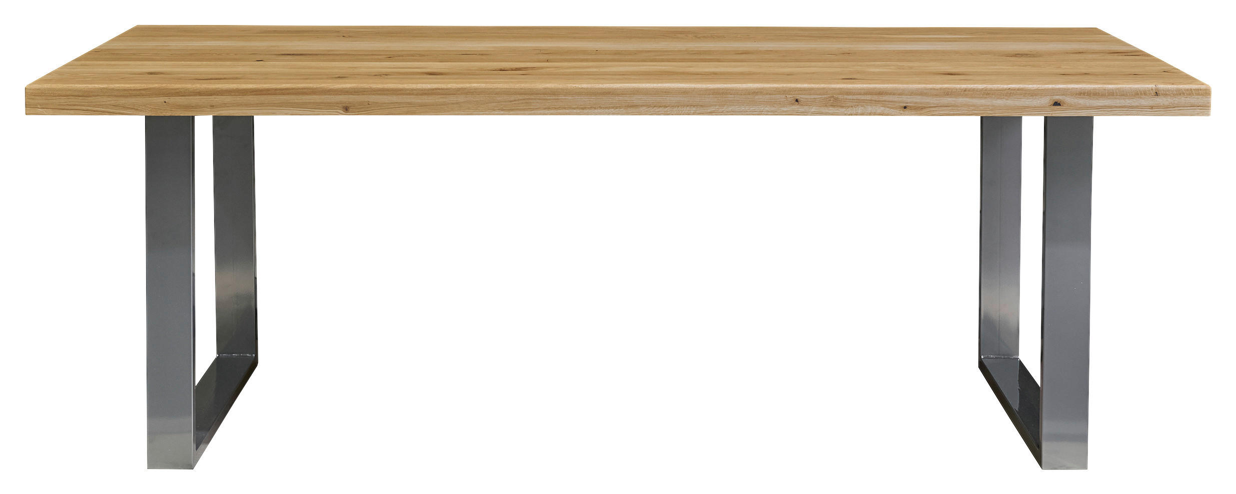 ESSTISCH Eiche massiv rechteckig Silberfarben, Eichefarben  - Eichefarben/Silberfarben, MODERN, Holz/Metall (220/100/76cm) - Boxxx