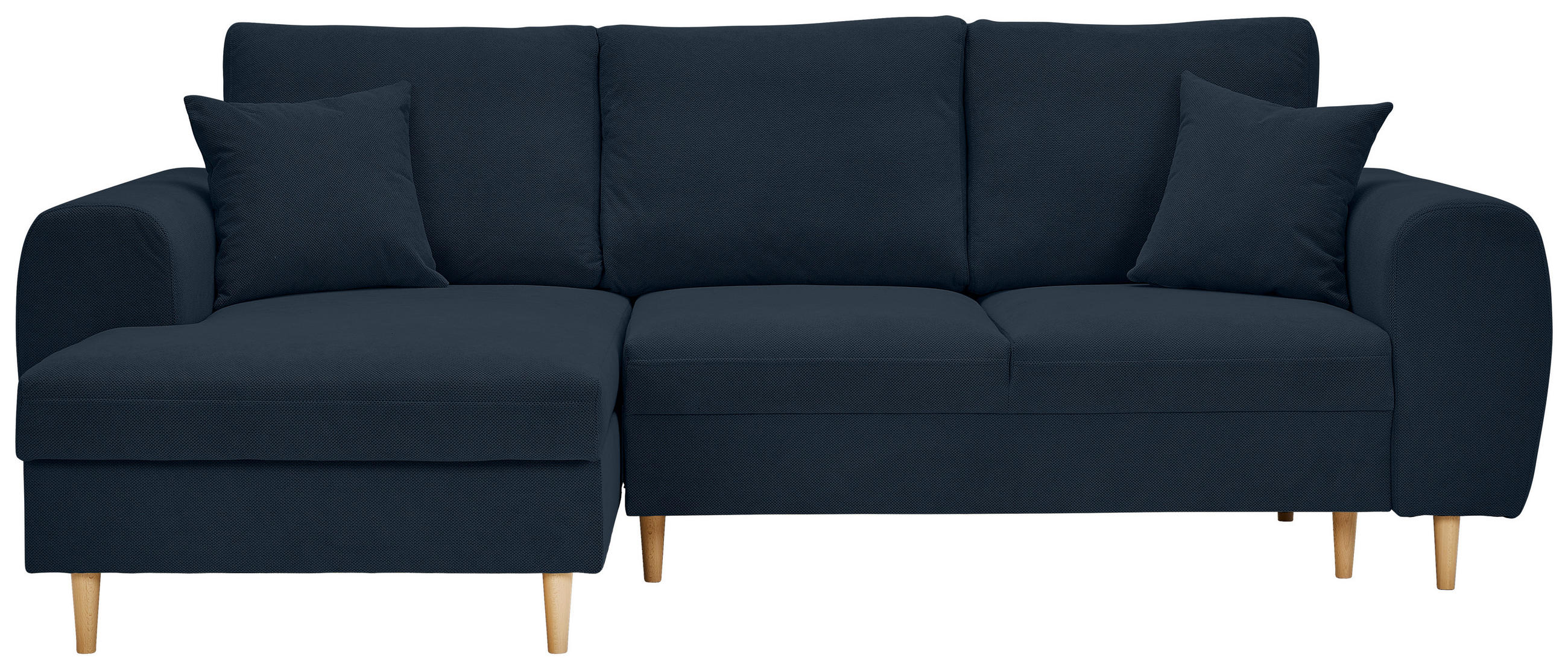 ECKSOFA Dunkelblau Webstoff  - Naturfarben/Dunkelblau, KONVENTIONELL, Holz/Textil (145/250cm) - Carryhome
