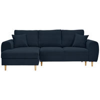 ECKSOFA in Webstoff Dunkelblau  145/250 cm  - Naturfarben/Dunkelblau, KONVENTIONELL, Holz/Textil (145/250cm) - Carryhome