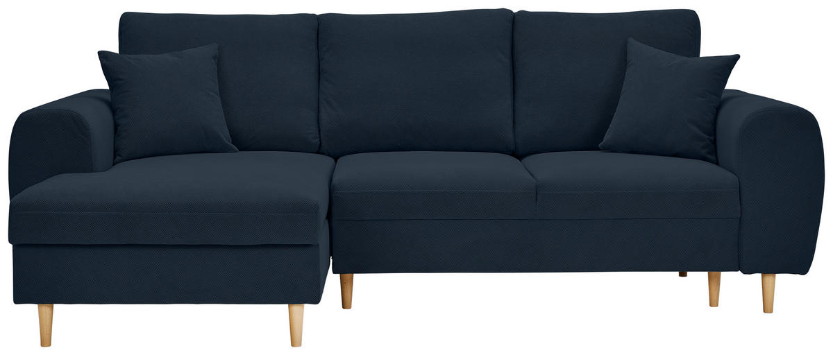 ECKSOFA in Webstoff Dunkelblau  145/250 cm  - Naturfarben/Dunkelblau, KONVENTIONELL, Holz/Textil (145/250cm) - Carryhome