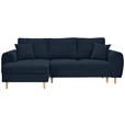 ECKSOFA in Webstoff Dunkelblau  - Naturfarben/Dunkelblau, KONVENTIONELL, Holz/Textil (145/250cm) - Carryhome