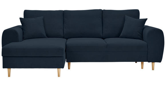 ECKSOFA in Webstoff Dunkelblau  - Naturfarben/Dunkelblau, KONVENTIONELL, Holz/Textil (145/250cm) - Carryhome