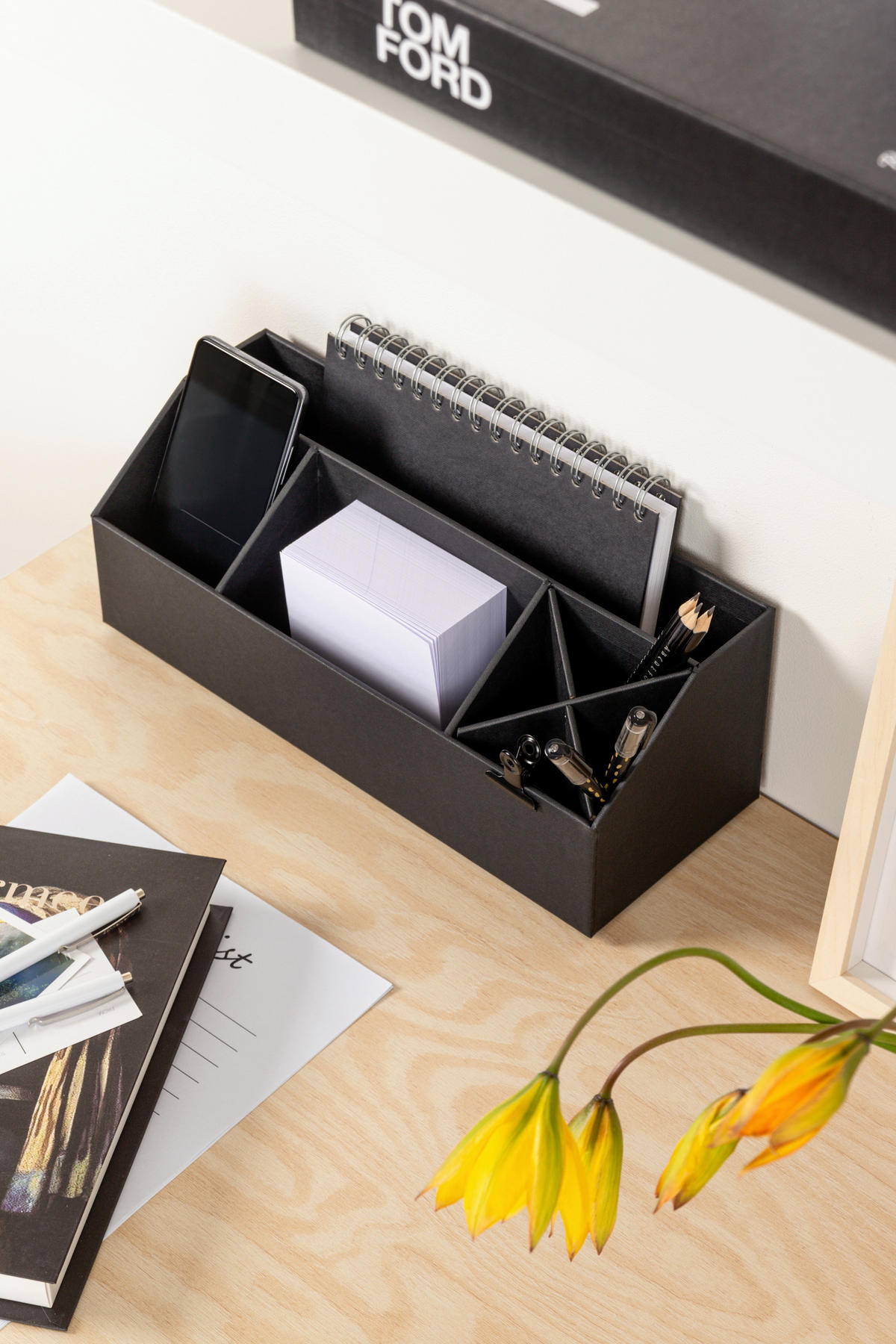 TISCHORGANIZER    12.5/33/12.5 cm  - Schwarz, Basics, Karton/Papier (12.5/33/12.5cm)