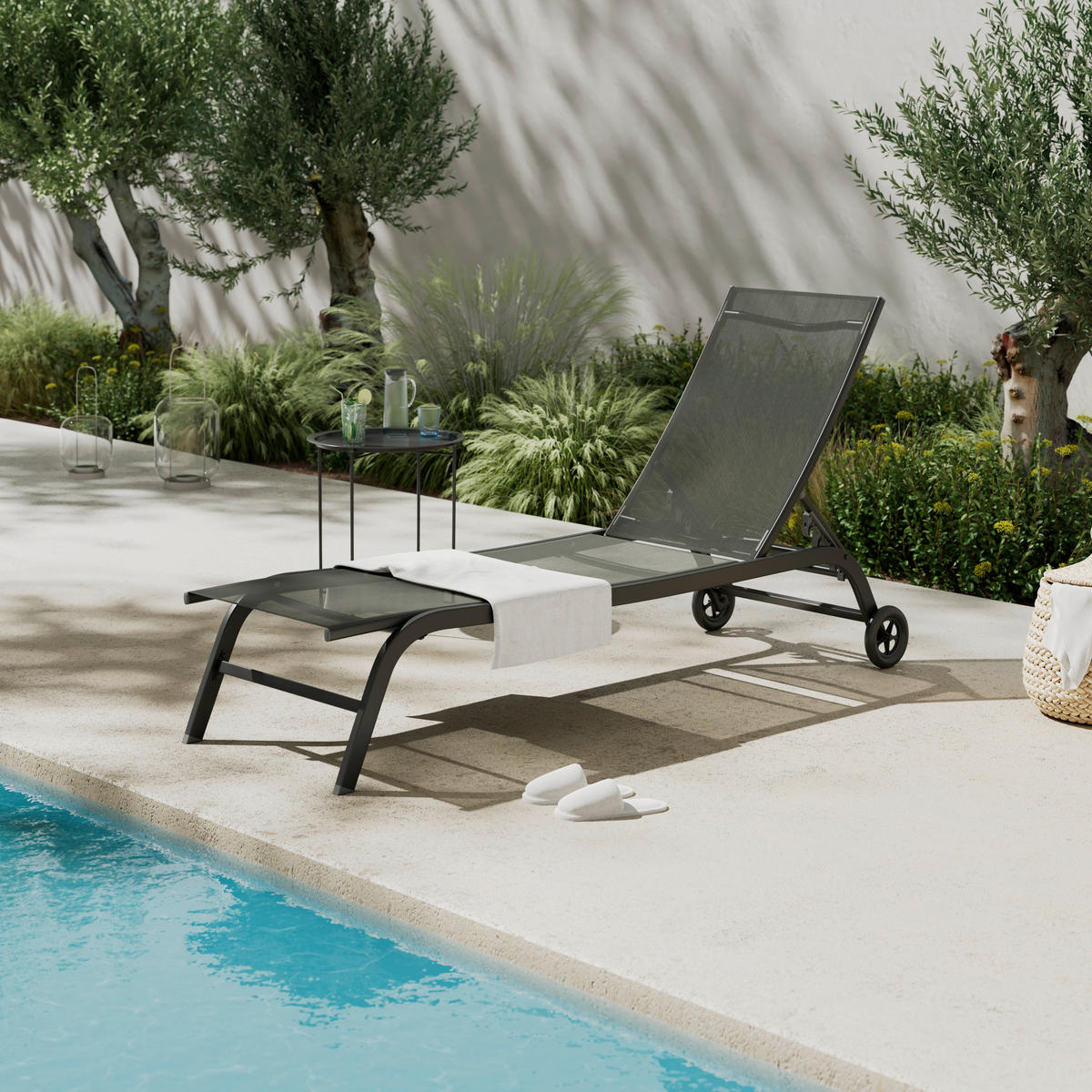 SOLSÄNG   192/60/93 cm  - grå, Basics, metall/textil (192/60/93cm) - Ambia Garden