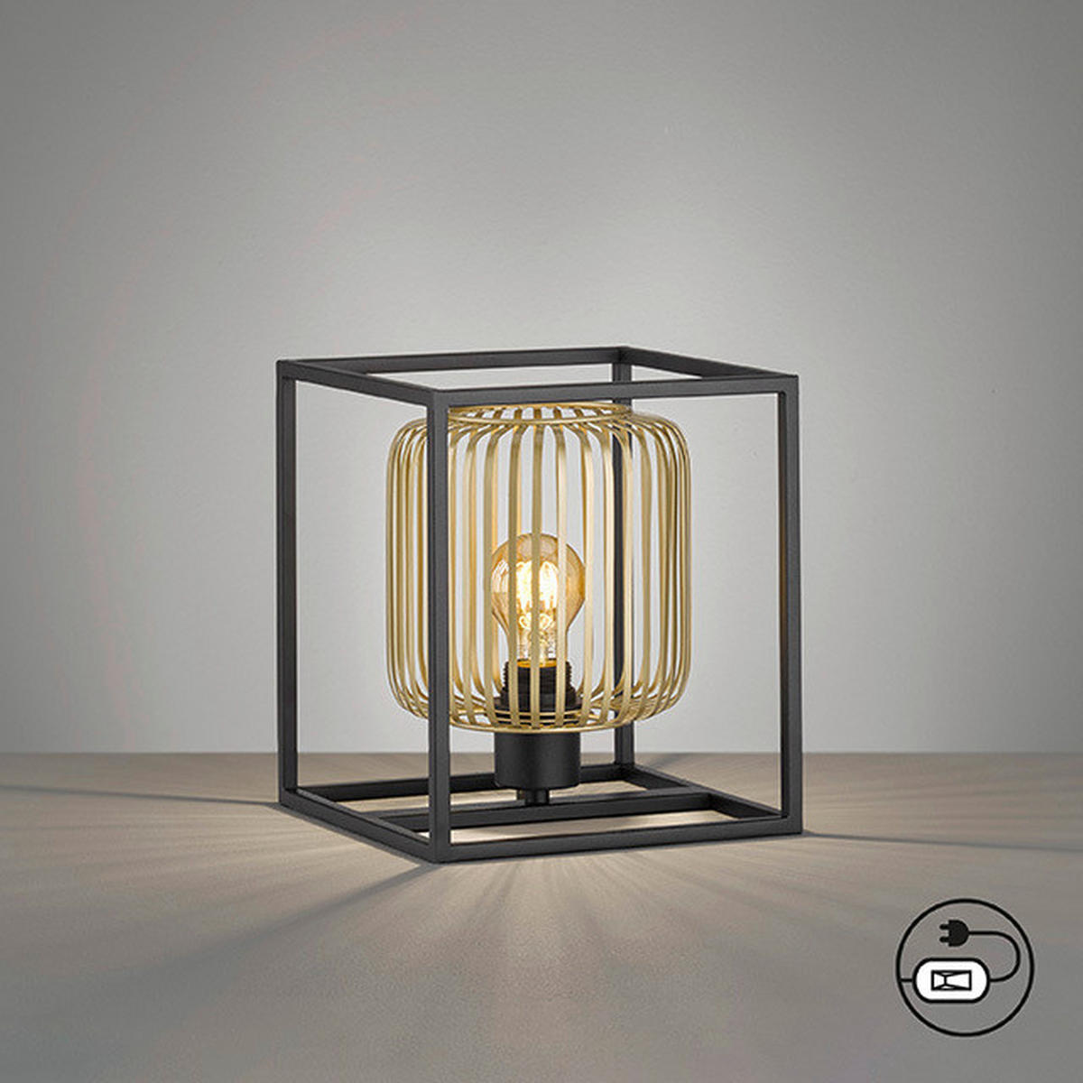 BORDSLAMPA Caydo 23/25/20 cm   - svart/guldfärgad, Klassisk, metall (23/25/20cm) - Fischer & Honsel