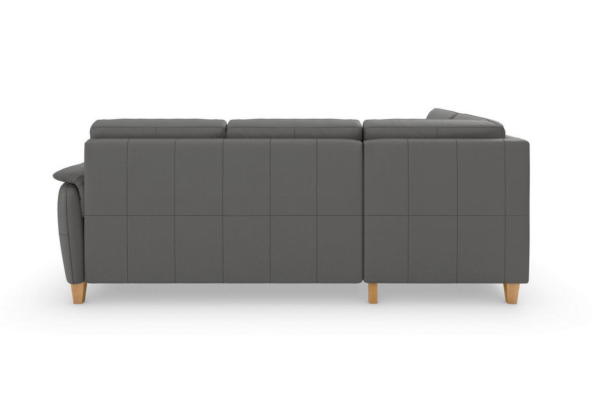 ECKSOFA PALMERA E Mokka Echtleder  - Eichefarben/Mokka, Basics, Leder/Holz (212/236cm) - Sit & More