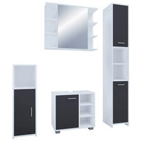 BADEZIMMER 4-teilig  in 120 cm  - Schwarz/Weiß, MODERN, Holzwerkstoff (120cm) - MID.YOU