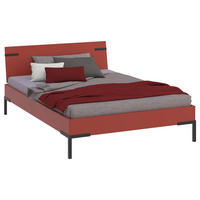 BETT 140/200 cm  in Koralle  - Koralle/Schwarz, Design, Holzwerkstoff/Metall (140/200cm) - Xora