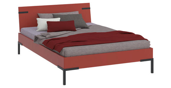 BETT 140/200 cm  in Koralle  - Koralle/Schwarz, Design, Holzwerkstoff/Metall (140/200cm) - Xora