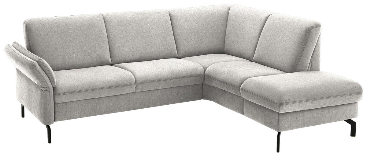 ECKSOFA in Flachgewebe Ecru  - Ecru/Schwarz, Konventionell, Textil/Metall (241/190cm) - Beldomo Comfort