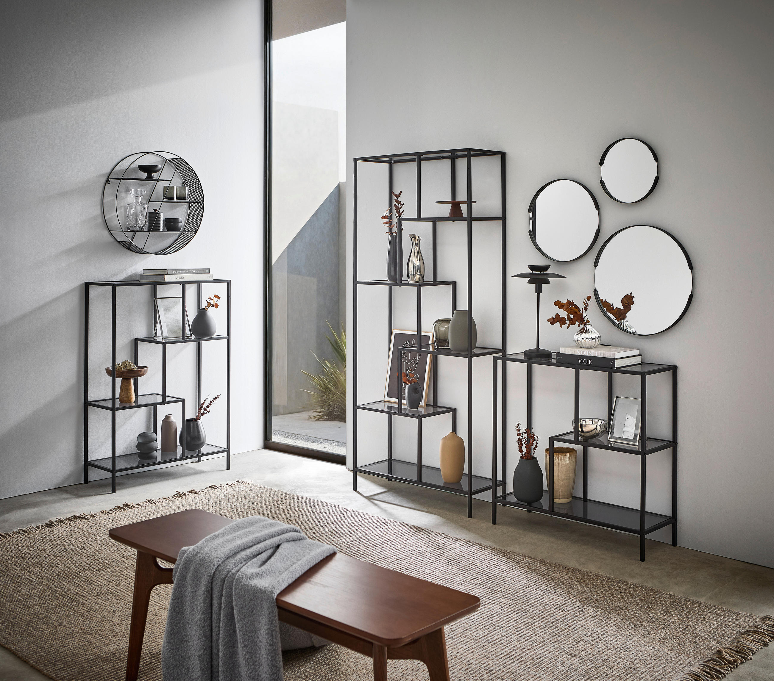 ETAJERĂ DE PERETE 60/60/15 cm - negru, Design (60/60/15cm) - Ambia Home